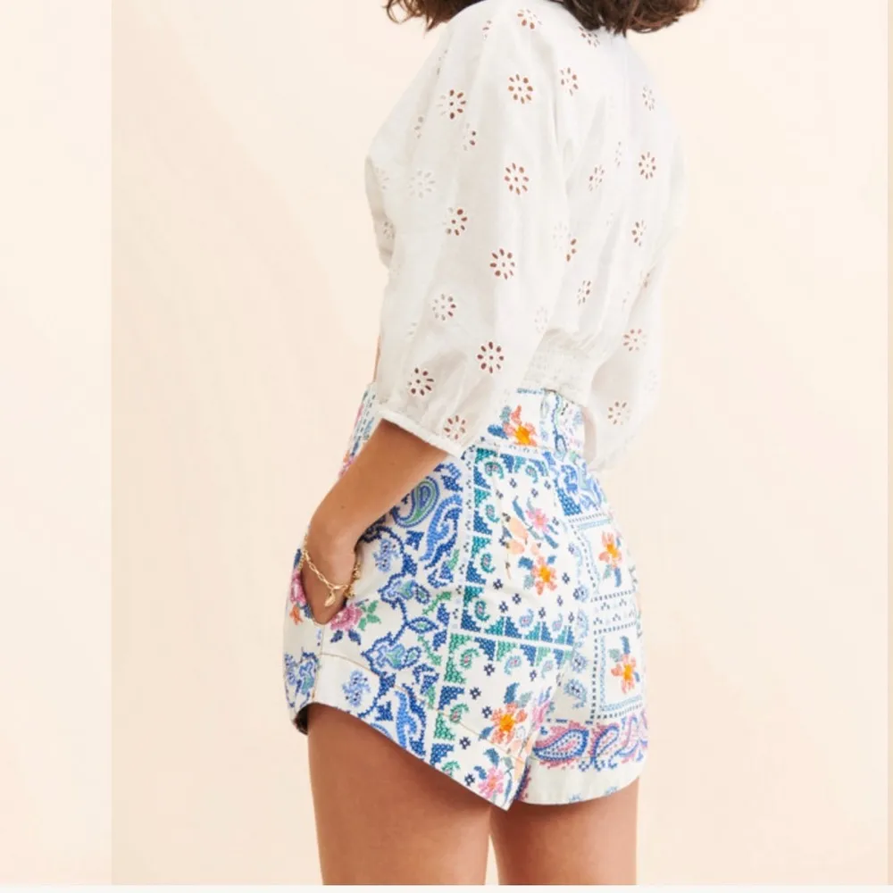 Anthropologie FARM Rio Cotton high Waisted Shorts Romantic Bandanas NO BELT Sz L - Image 3