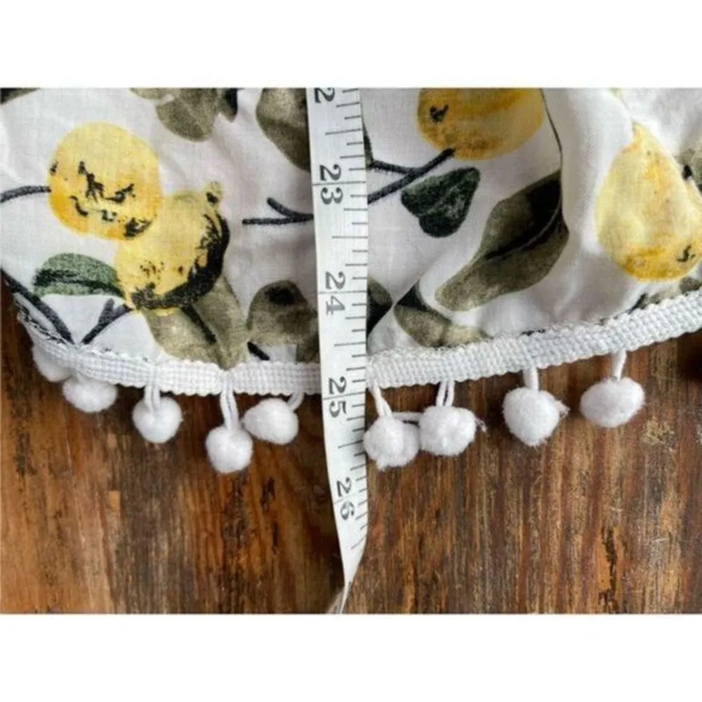 B7 SOLITAIRE SWIM Women's Lemon Print Wide Leg Pants Pom Pom Trim M - Image 4