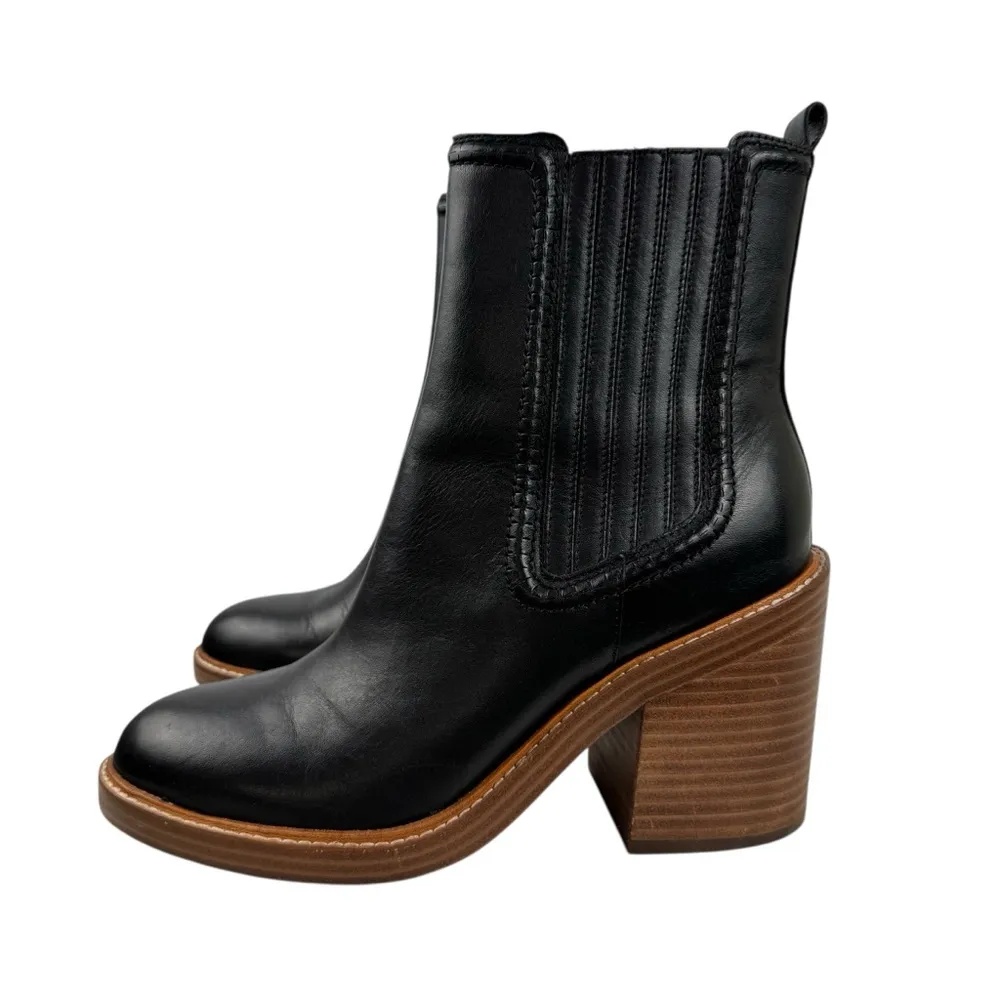 Marc Fisher Black Leather Halida Boots Shoes Heeled Ankle Booties SZ 8.5 Western - Image 14