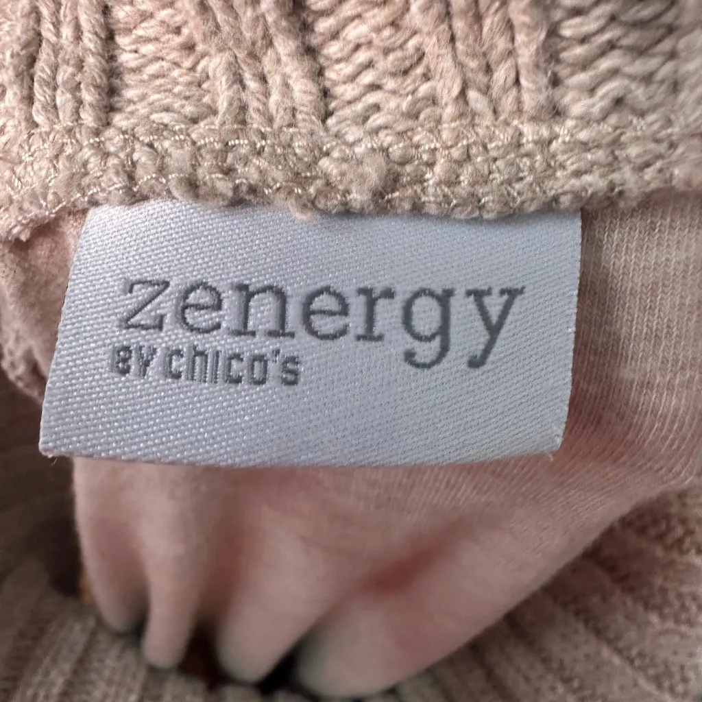 Zenergy By Chico's Womens Tan Turtle Neck Sweater Size 0 EUC - Image 7