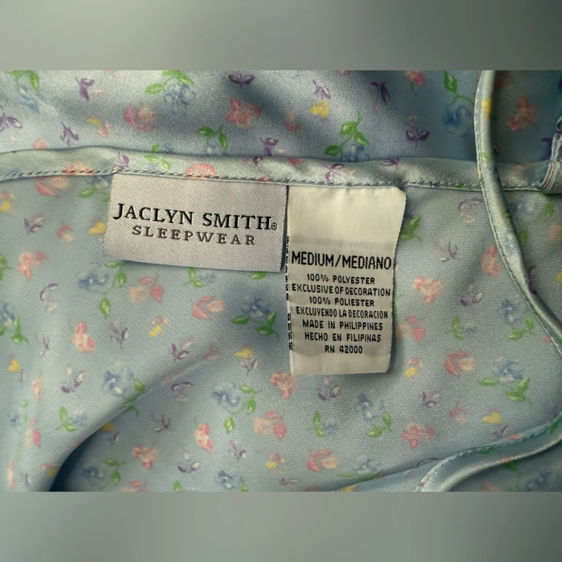 Vintage Y2K Jaclyn Smith pastel floral garden ruffle slip dress, size medium Blue - Image 11