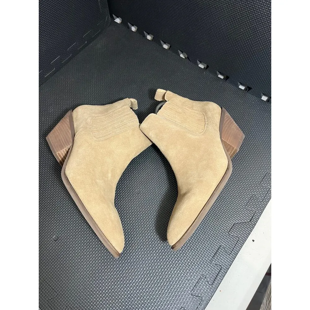 Women’s Portland Leather Patina Dakota Western Suede Ankle Boot in Taupe Size 11 - Image 4