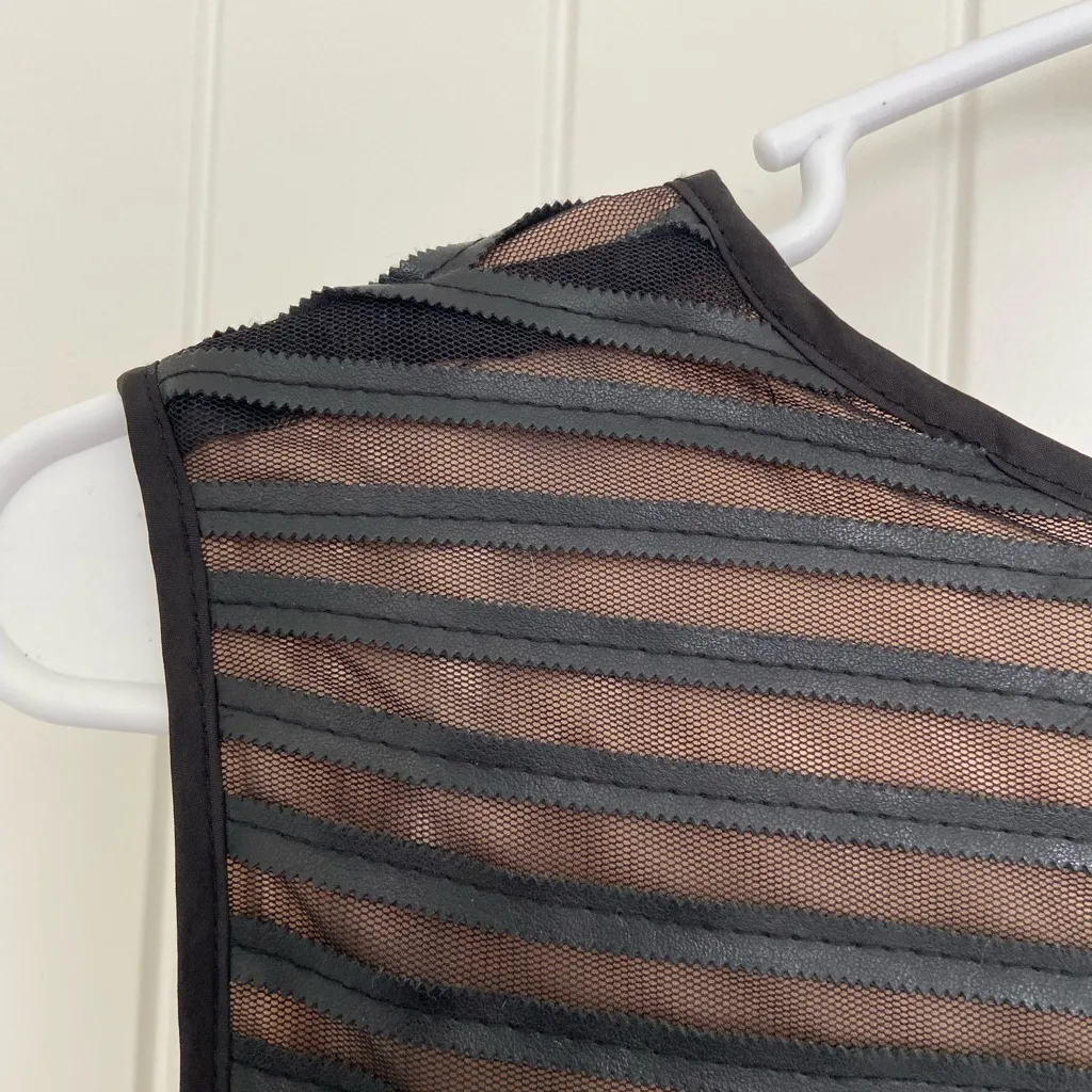 EUC | Muse women’s faux leather black nude sheer sleeveless‎ dress size 10 - Image 8