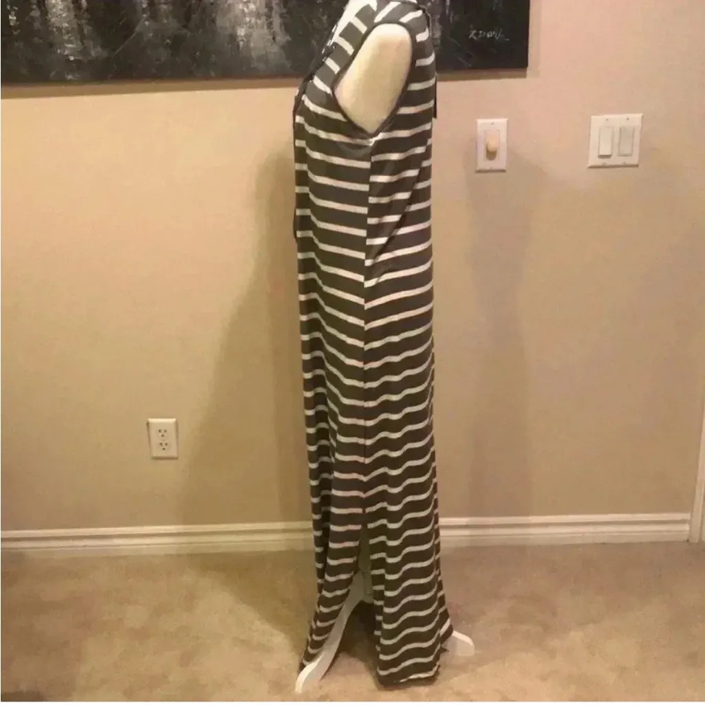 Beach By Exist Black and White Striped Maxi Dress NWT - Image 2