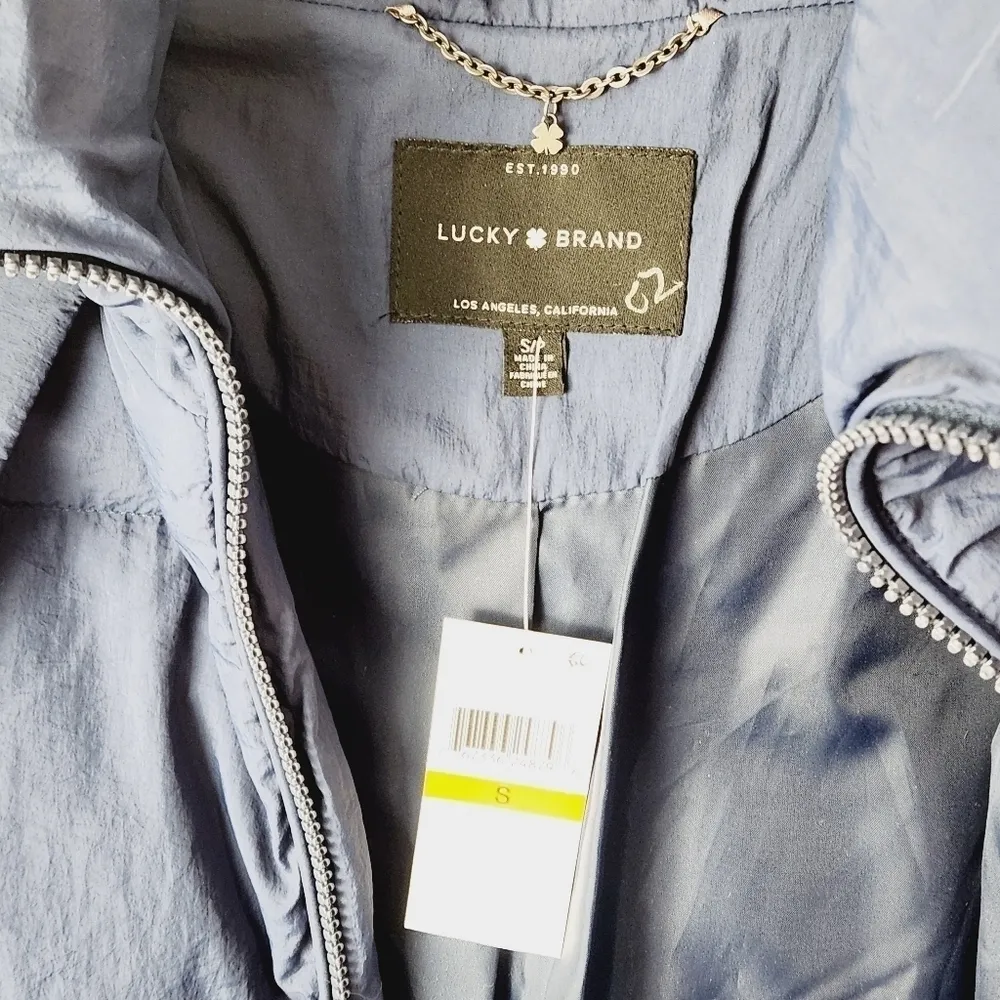 LUCKY Brand Short Puffer Medium Blue Hooded Jacket Size: S - Image 8