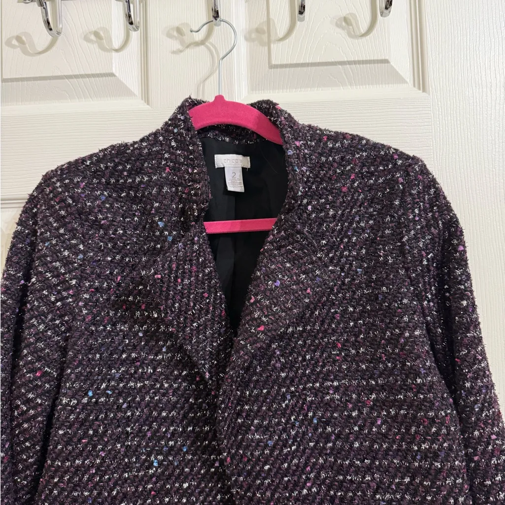 Chicos Multicolor Tweed Blazer Jacket size 2/large - Image 3