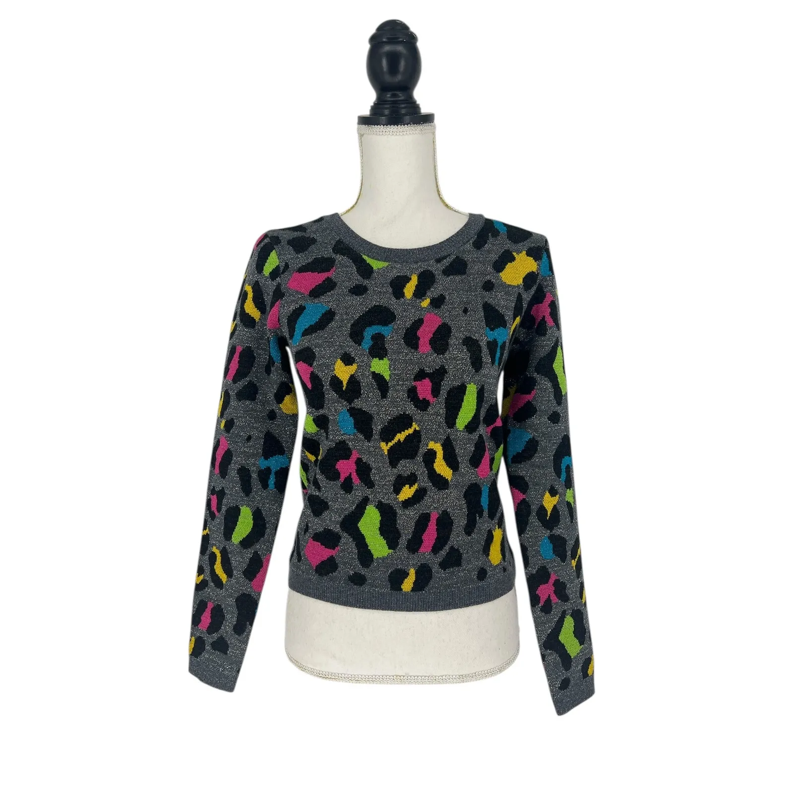 Alice + Olivia Metallic Rhodes Leopard Print Sweater - Image 3