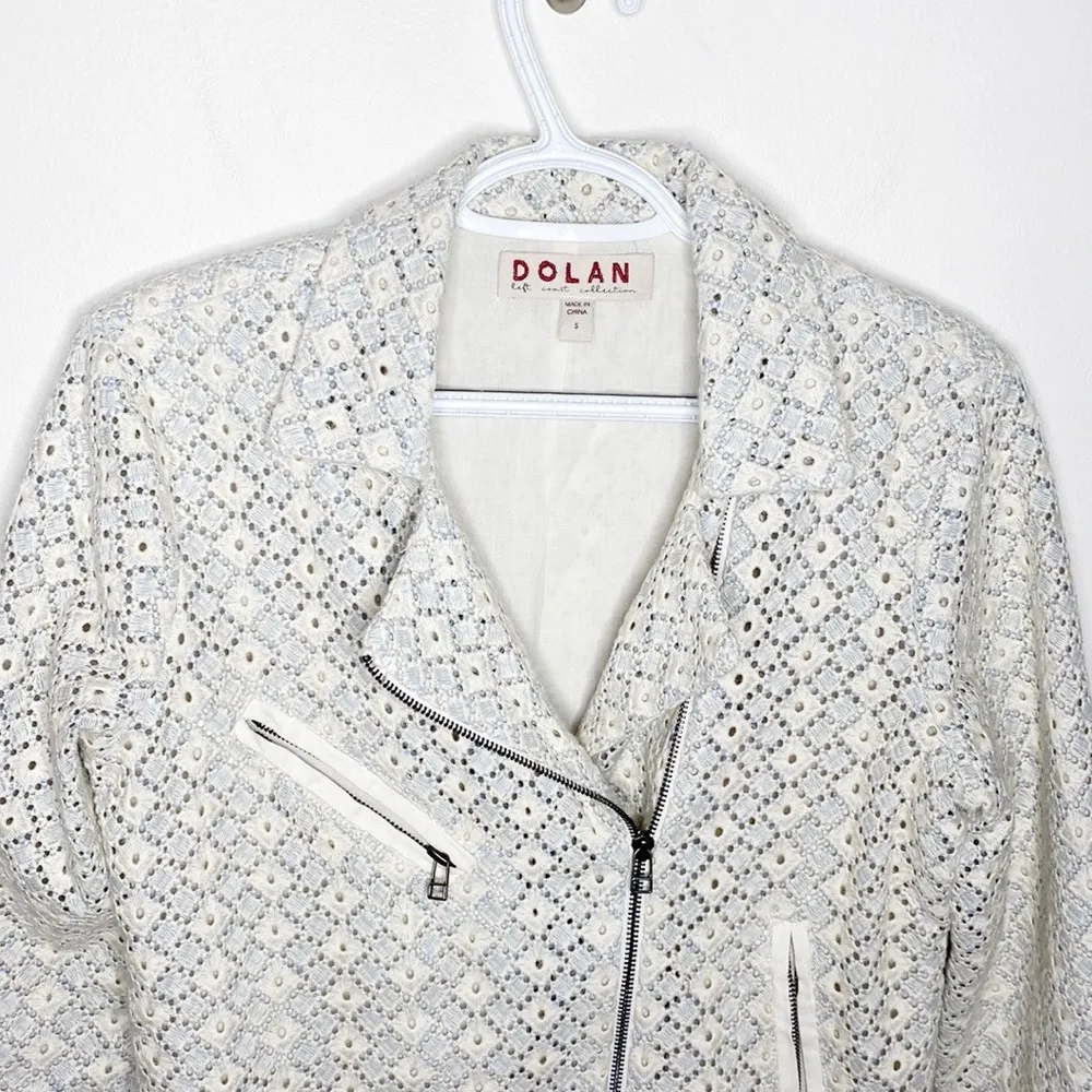 Dolan Anthropologie Left Cost Collection Rossi floral eyelet Moto jacket size S - Image 3