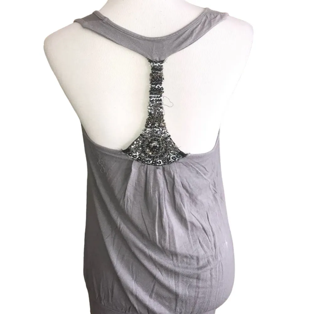 Joyce Leslie Gray Embellished Gorgeous Tank - Image 2