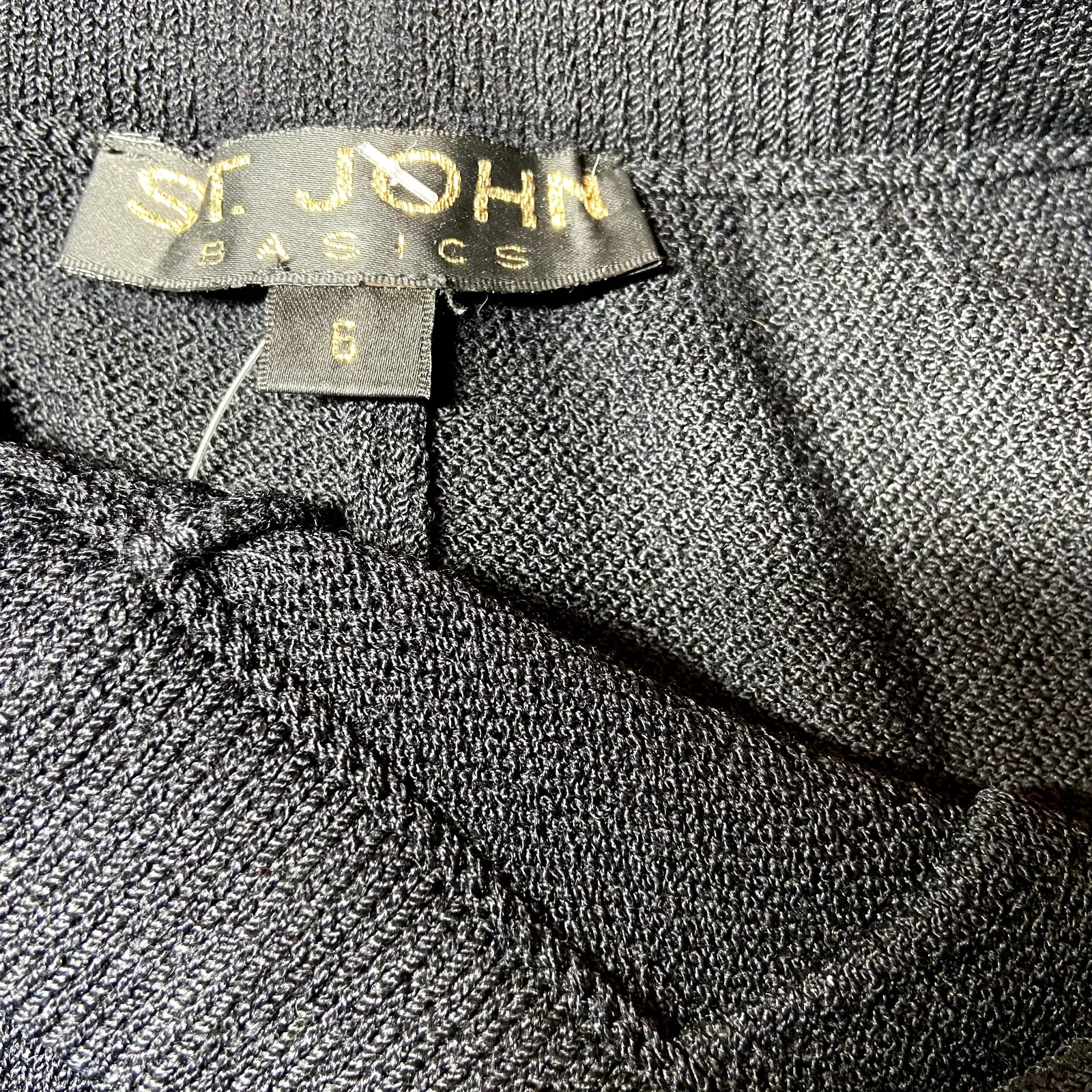 St. John Basics Santana Knit Pants Straight Pockets Pleated Pull On Black 4 - Image 2