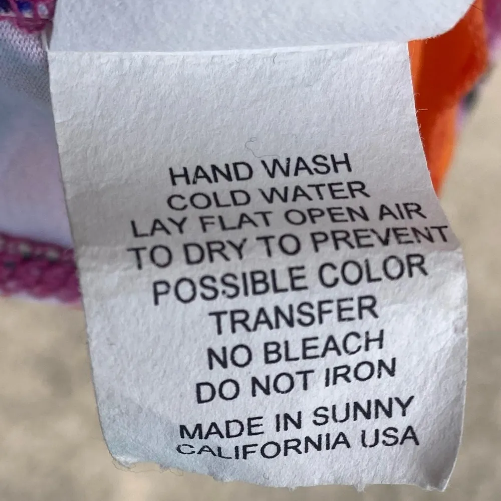 EcoPeace colorful, patterned and ruffled bikini top / S / Excellent condition Pink - Image 9