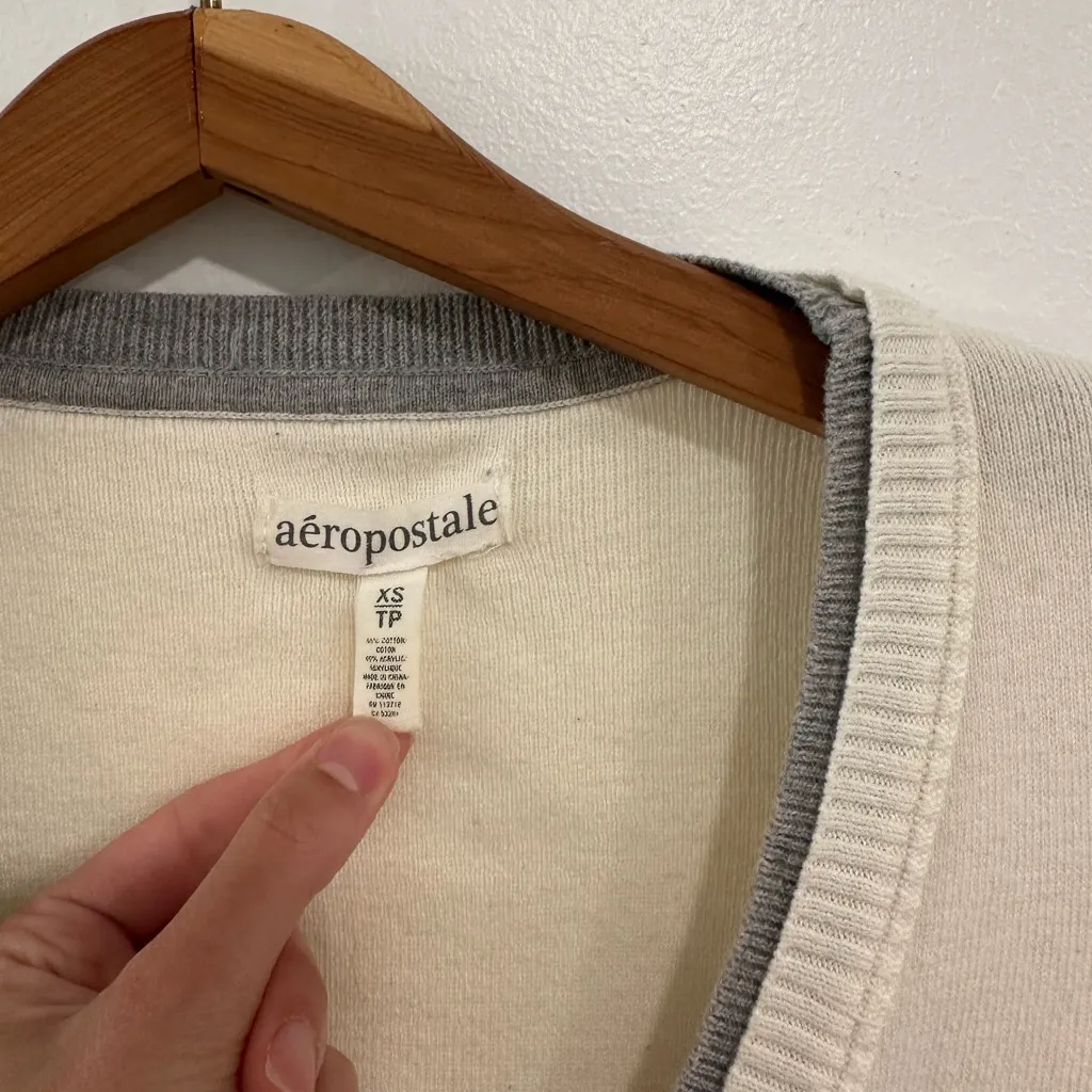 Aeropostale Y2K Vintage Cardigan Women’s Size XS Button Front Cream 2000s Bella - Image 2