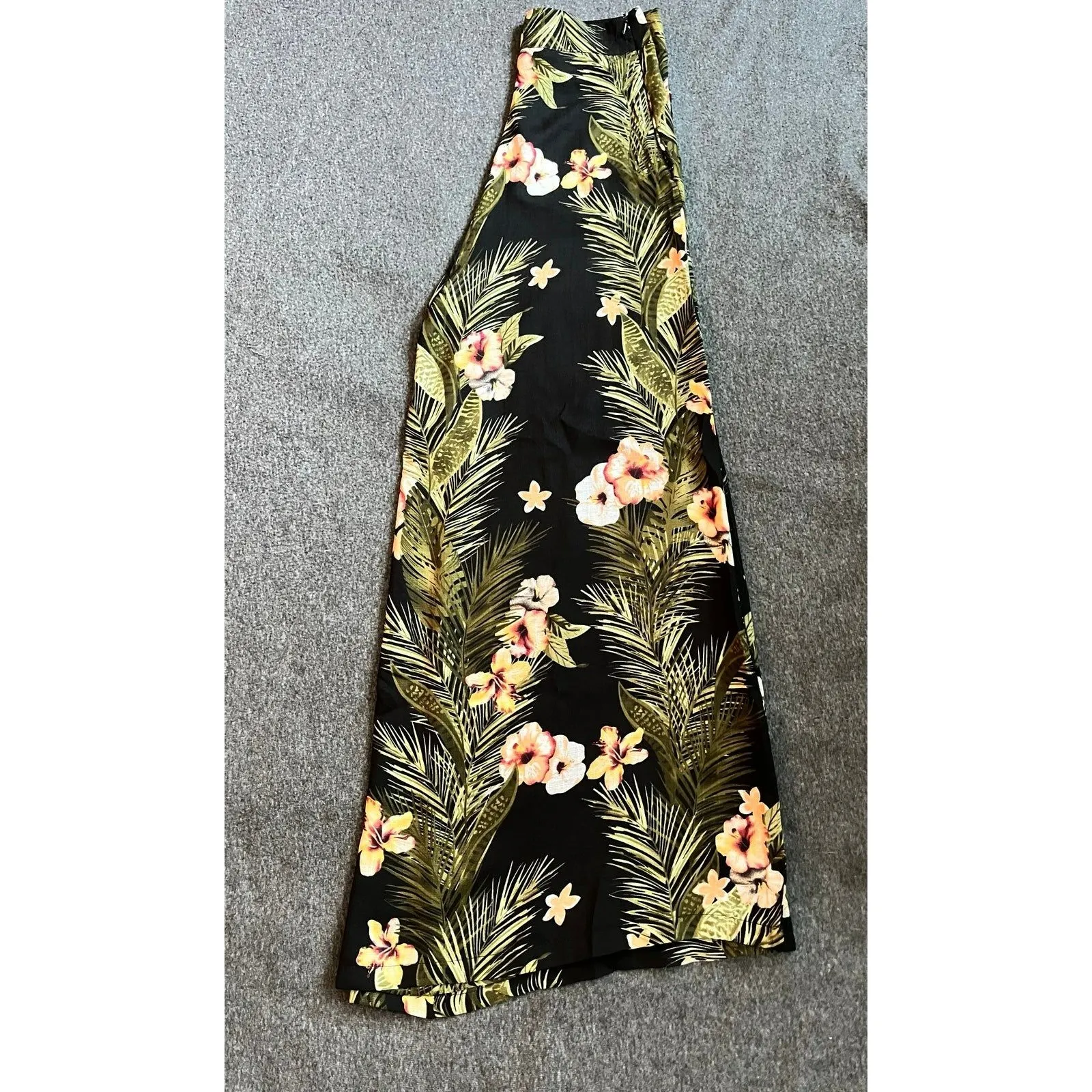 Beach Retro Women Printing‎ flowers Wide Leg Green Pants with pockets XXS Size 00 - Image 6