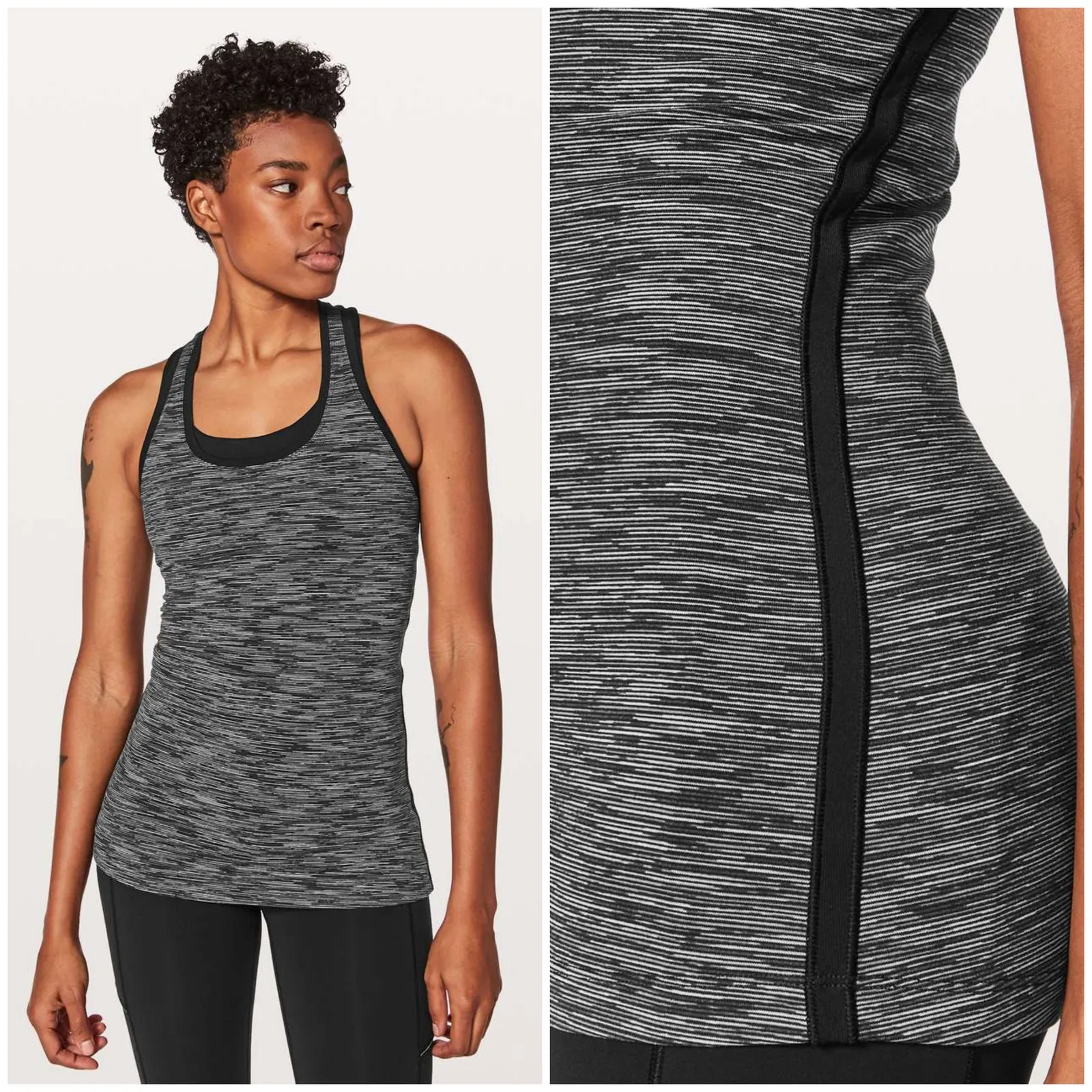 Lululemon Cool Racerback Tank Top Wee Space Slate Black Size 10 Luon Yoga Gym - Image 2