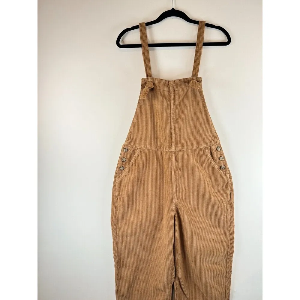 Faherty Women Overall Brown Corduroy Straight Leg Jumpsuit Casual Pinafore Small - Image 5
