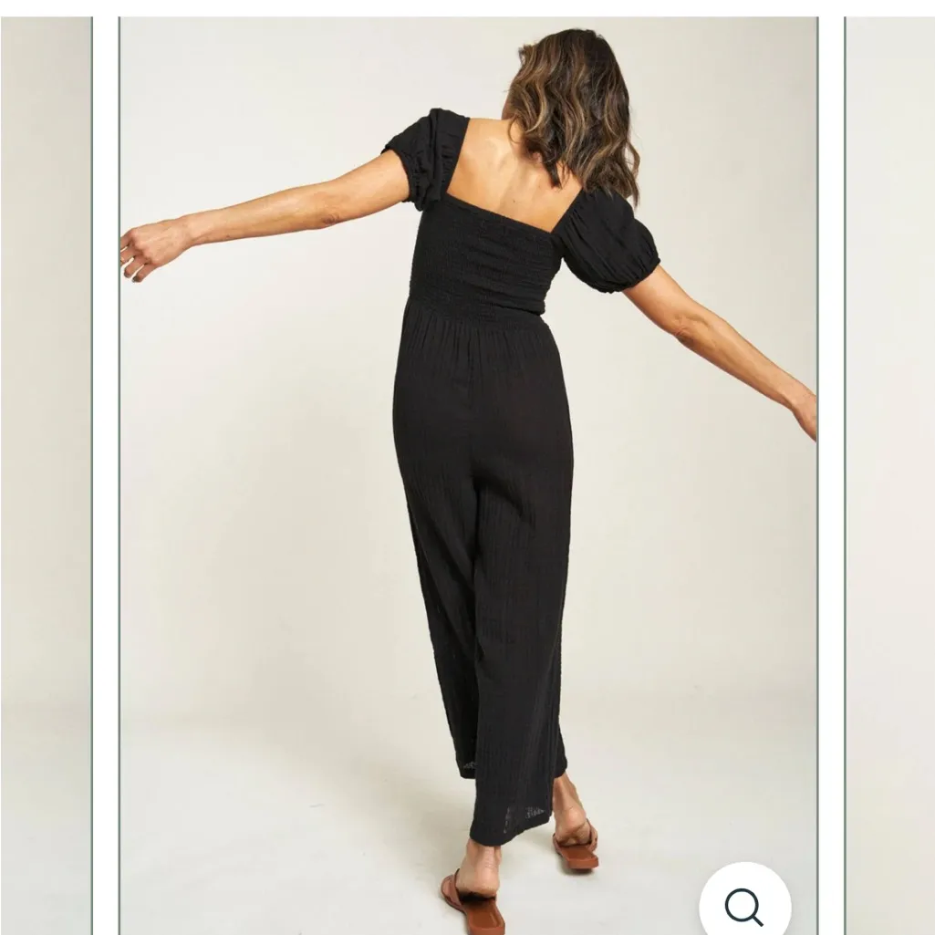 Oliver Logan Benton Romper Gauze Organic Cotton Smocked Jumpsuit. Size Large. - Image 3