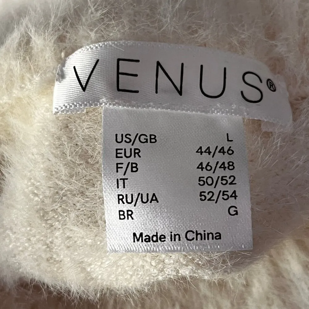 Venus Snowflake Mock Cream Fuzzy Cozy Cabin Sweater Holiday Xmas SZ L fairisle - Image 7