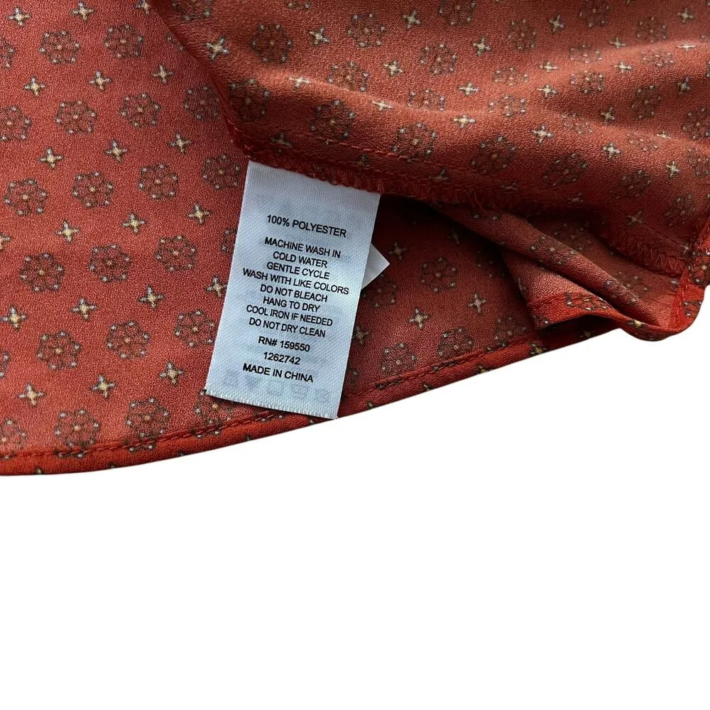 Carolina Belle Terra Cotta Flowers Blouse Women Top Size Medium | 18-8 - Image 3