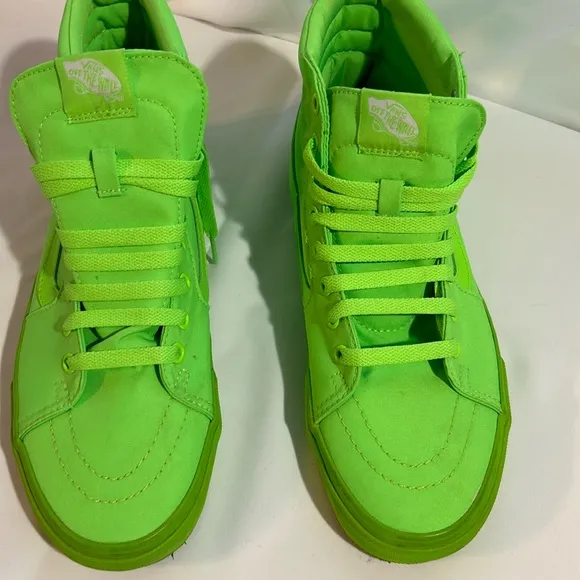 Vans Classic HI Top Tripe Neon Green Skate Shoe (UNISEX) Men’s 8 Women’s 10-VGUC - Image 2