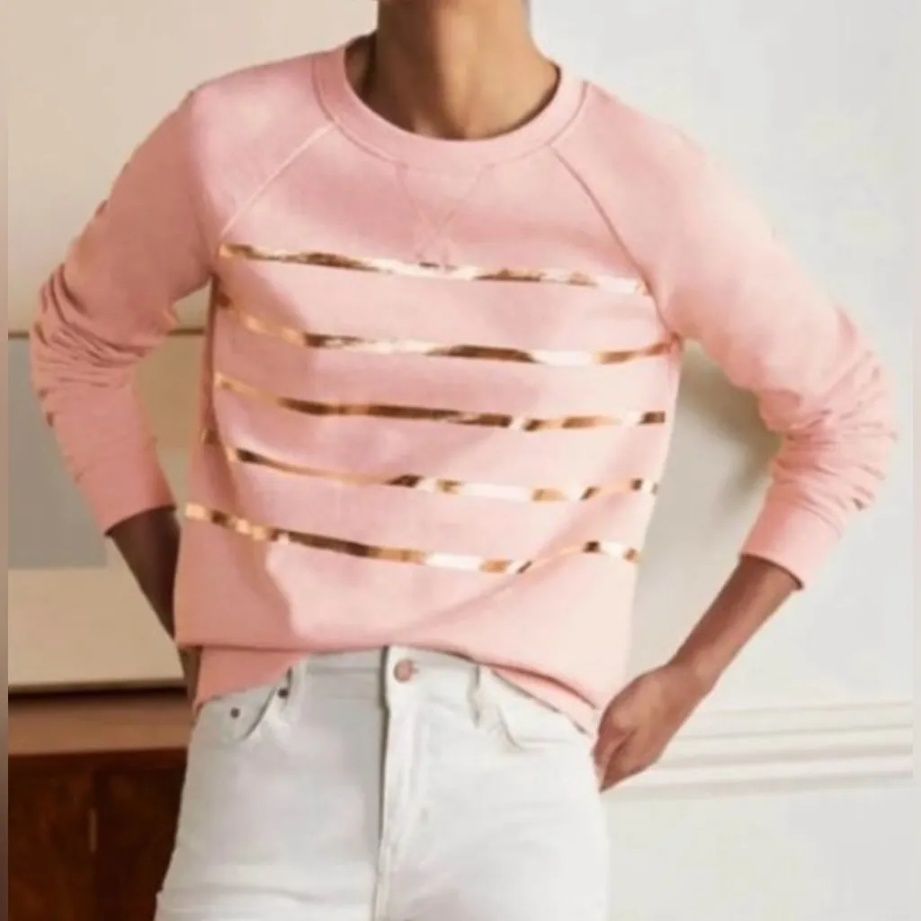 Boden Pink Sweatshirt with Gold Accents Size XL - Image 2
