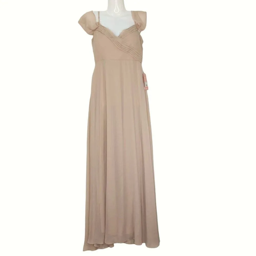 Birdy Grey Spence Taupe Chiffon Convertible Dress Bridesmaid Prom SMALL‎ NWT - Image 3
