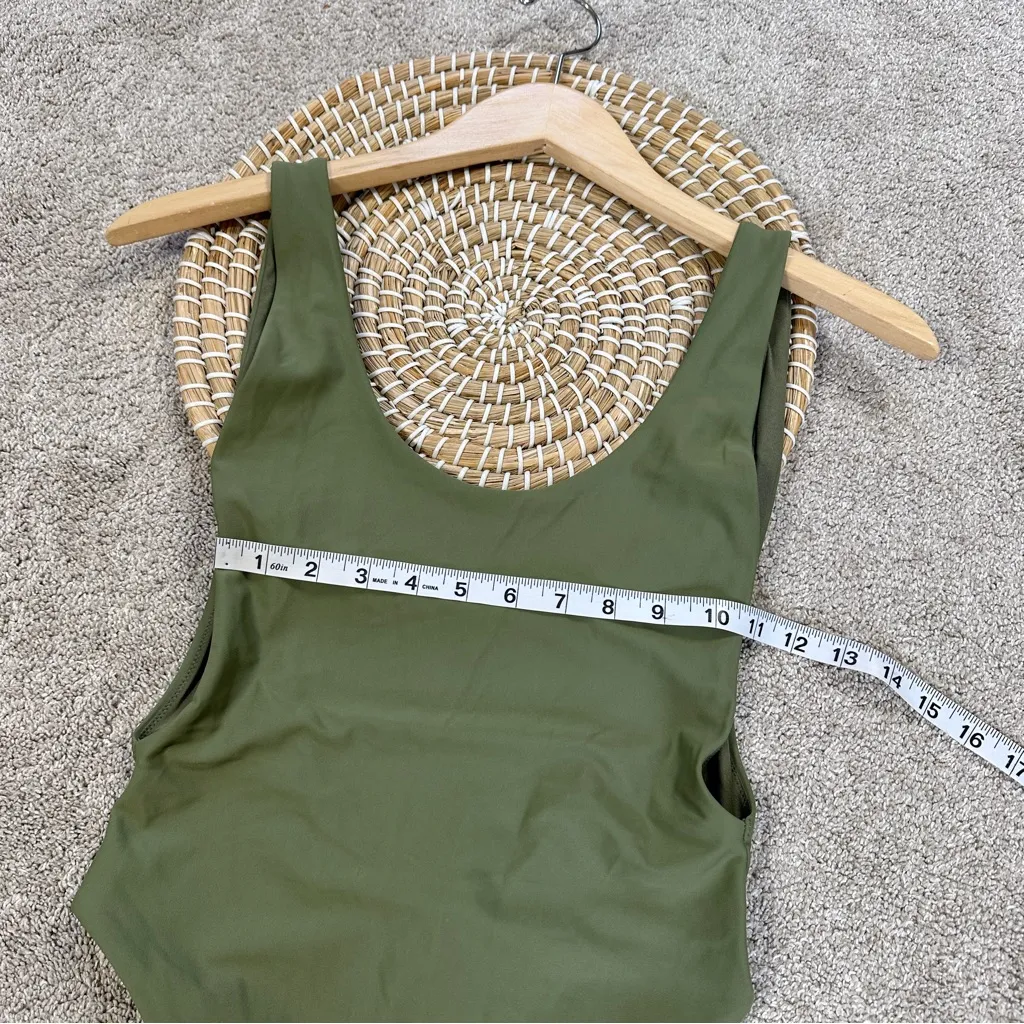 Aerie Women’s Shine Birthday Super Scoop Cheekiest One Piece Swimsuit in Green S - Image 13