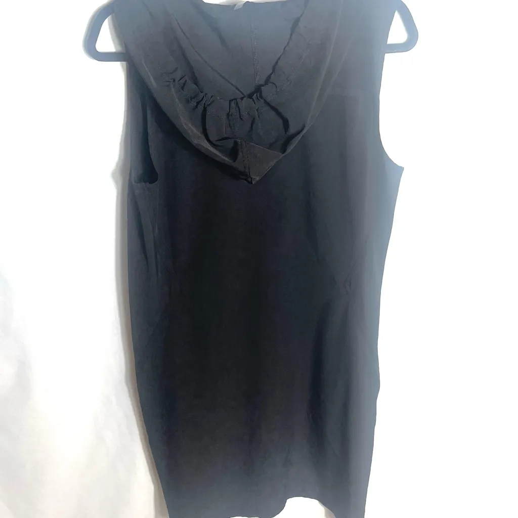 Calvin Klein Performance Black Sleeveless Hoodie Dress L Zip Front Stretch - Image 2
