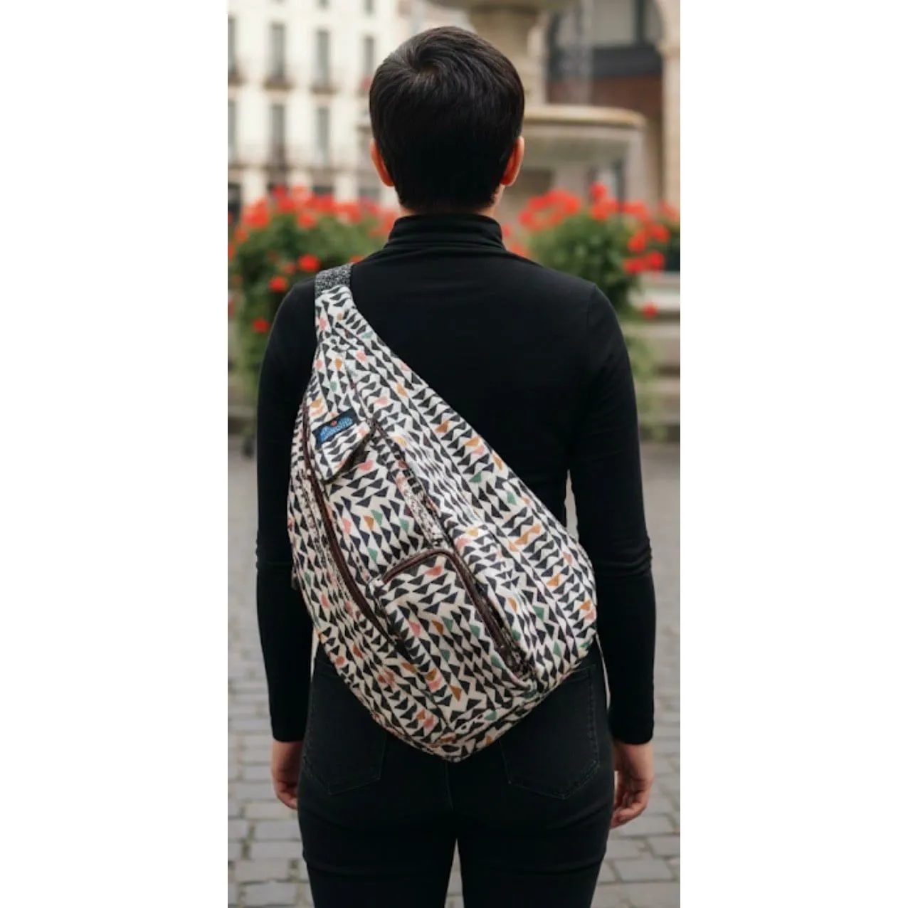 KAVU Sling Bag Backpack w/Adjustable Rope Strap Diamond Print Multiple Pockets - Image 2