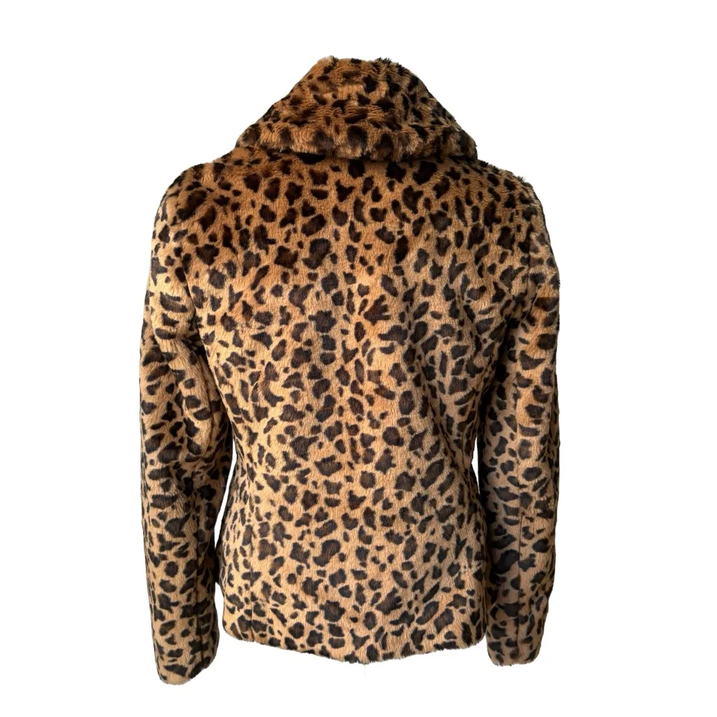 Banana Republic Y2K Safari Leopard Print Faux Fur Jacket, Sz S - Image 3