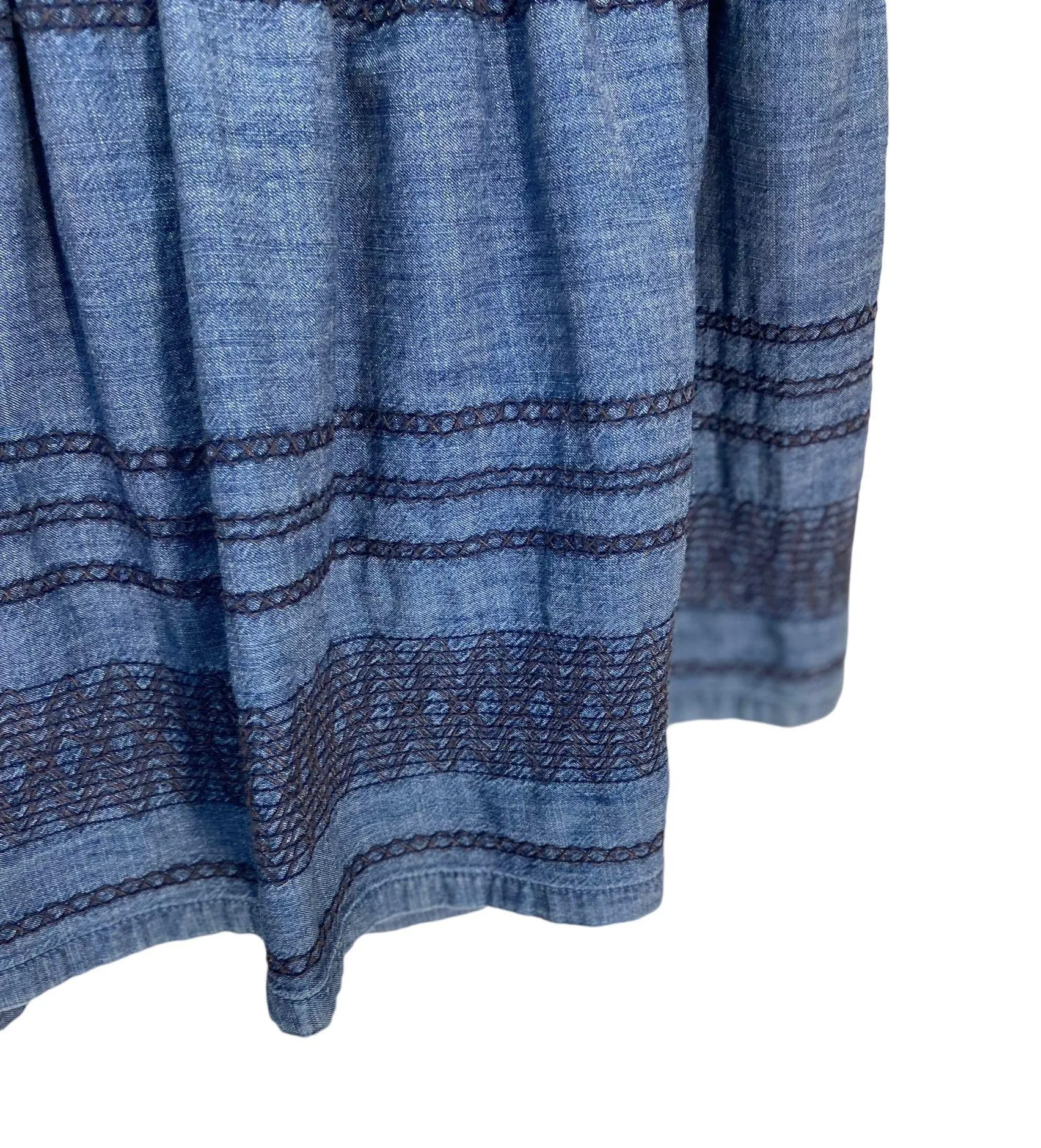 American Eagle Women’s Chambray Prairie Mini Skirt Blue Size 2 Coastal Cowgirl - Image 8