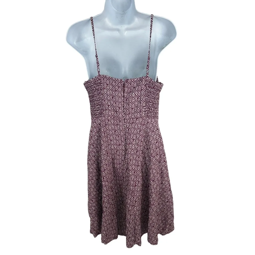 Old Navy Womens Plum Diamond Print Sleeveless Waisted Cami Dress Medium Rayon - Image 2