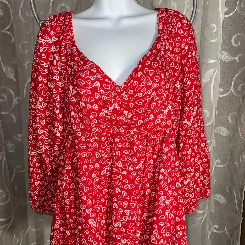 LOFT Red Heart Print Dress - Image 2
