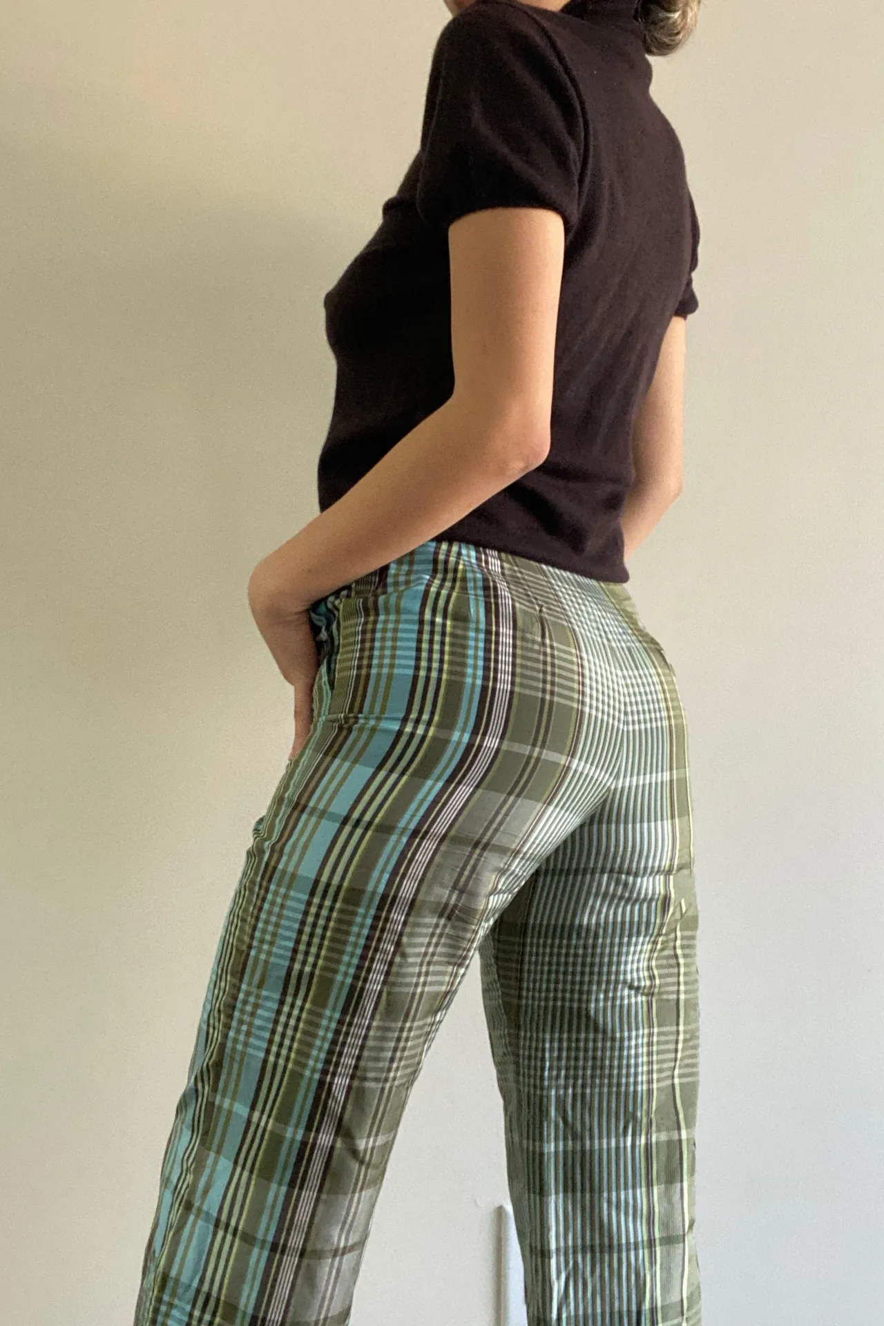 Green Plaid Fairy Cropped Pants Vintage Size 2 - Image 7