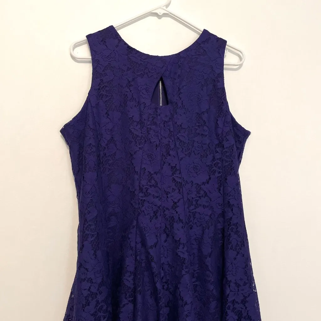 DANNY & NICOLE Sleeveless Lace Fit & Flare Dress Dark Purple Party Wedding Work - Image 4