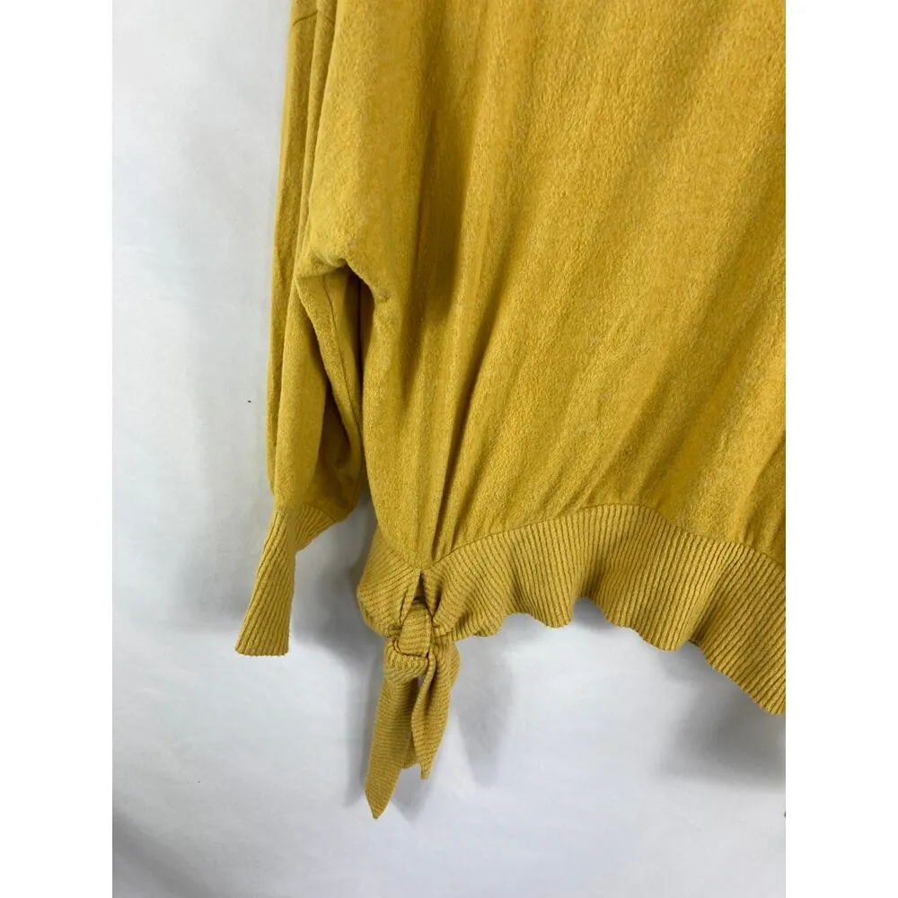 Anthropologie Saturday Sunday Tie Bottom Soft Knit Top Yellow Size Small - Image 3