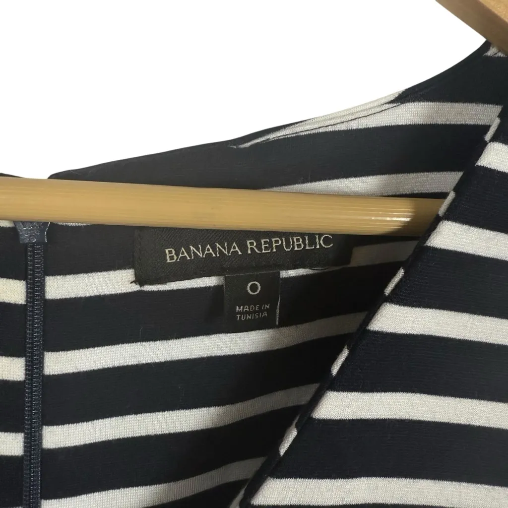 Banana Republic Women’s Striped Ponte Flounce Midi Dress Navy/White 0 - Image 9