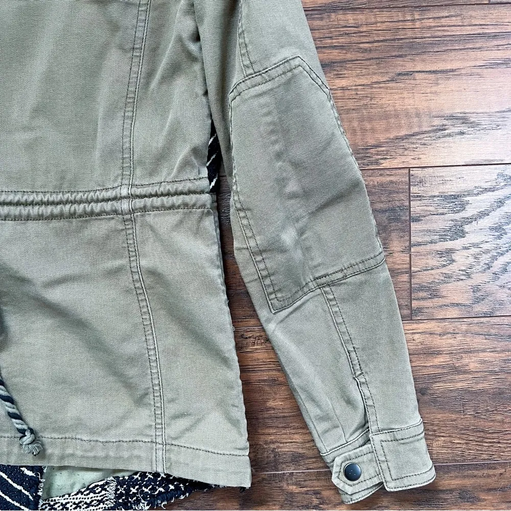 HEI HEI • Anthro Fringed Fieldwork Anorak jacket olive green draped utility - Image 11