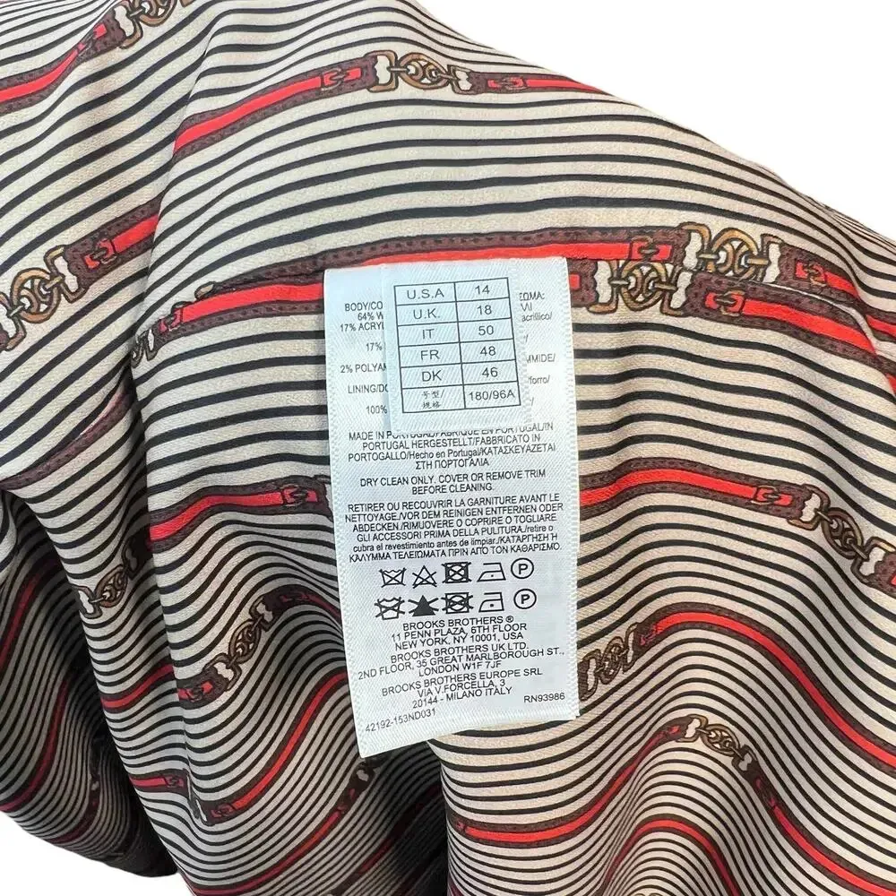 Brooks Brothers Wool Blend Tartan Cardigan‎ Tunic Blazer Red Black Plaid Size 14 - Image 15