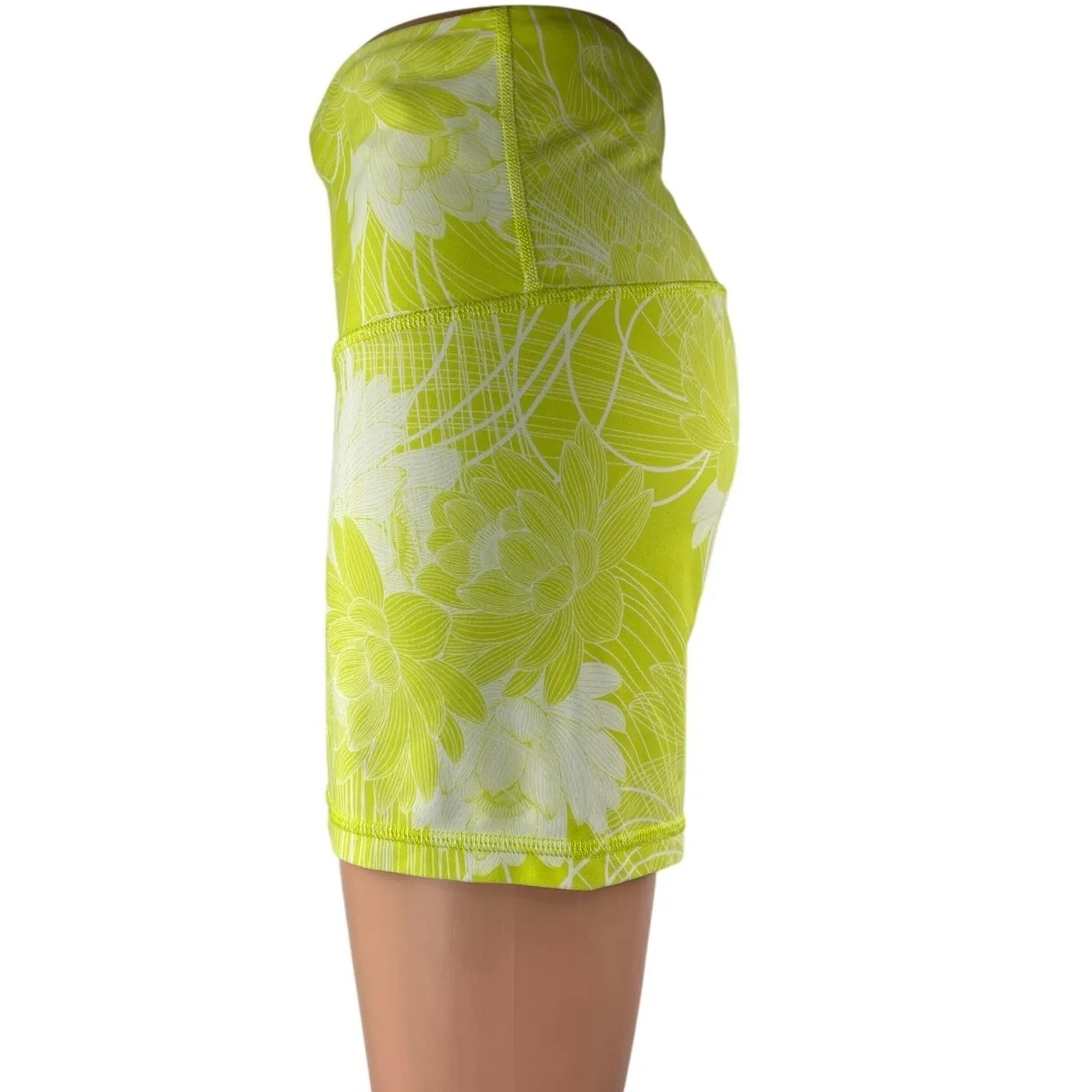 JoyLab Womens Green White Floral High Rise Running Athletic Biker Shorts Size XL - Image 2