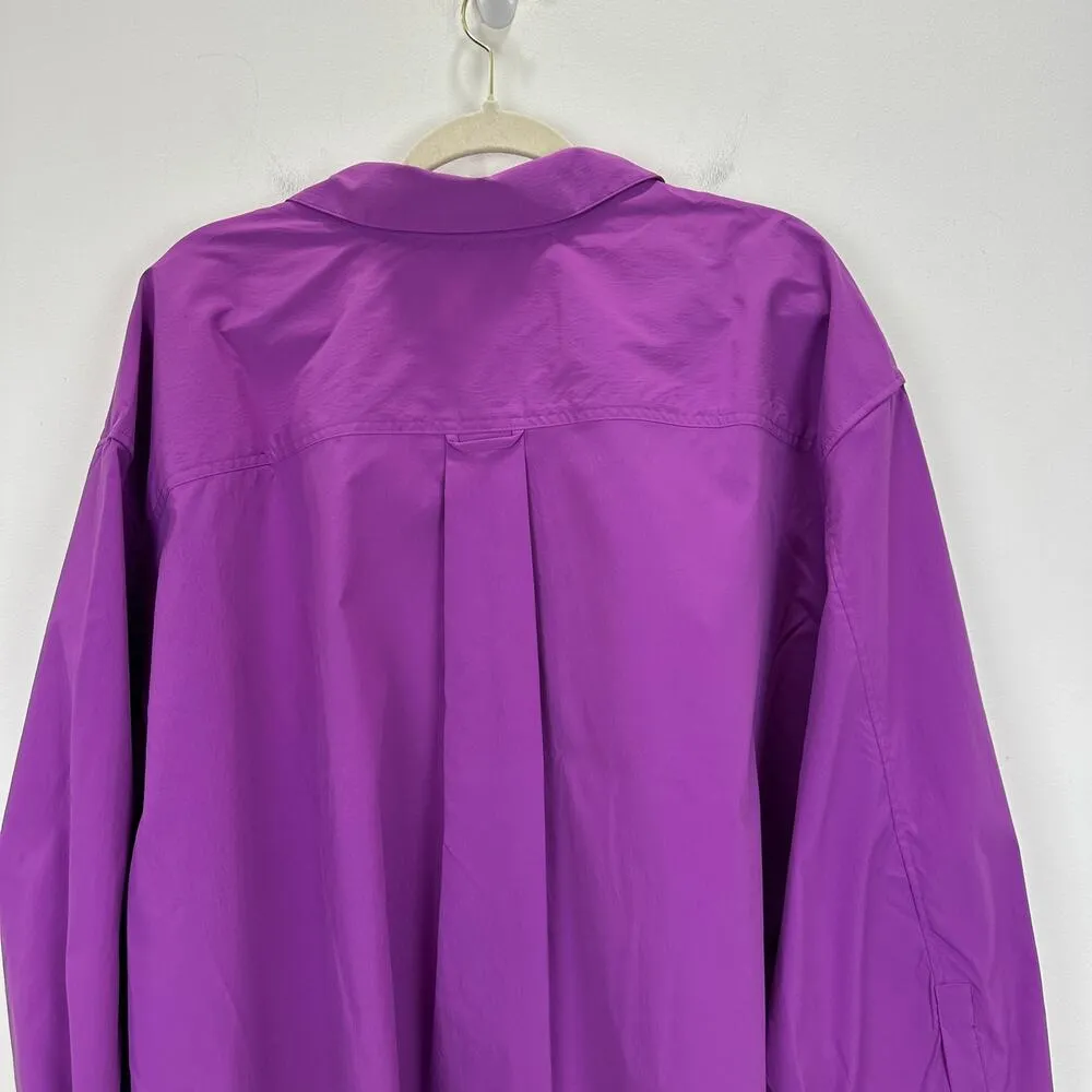 Athleta Oversized Poplin Top Button Up Shirt Relaxed Athleisure Purple 3X NWT - Image 12