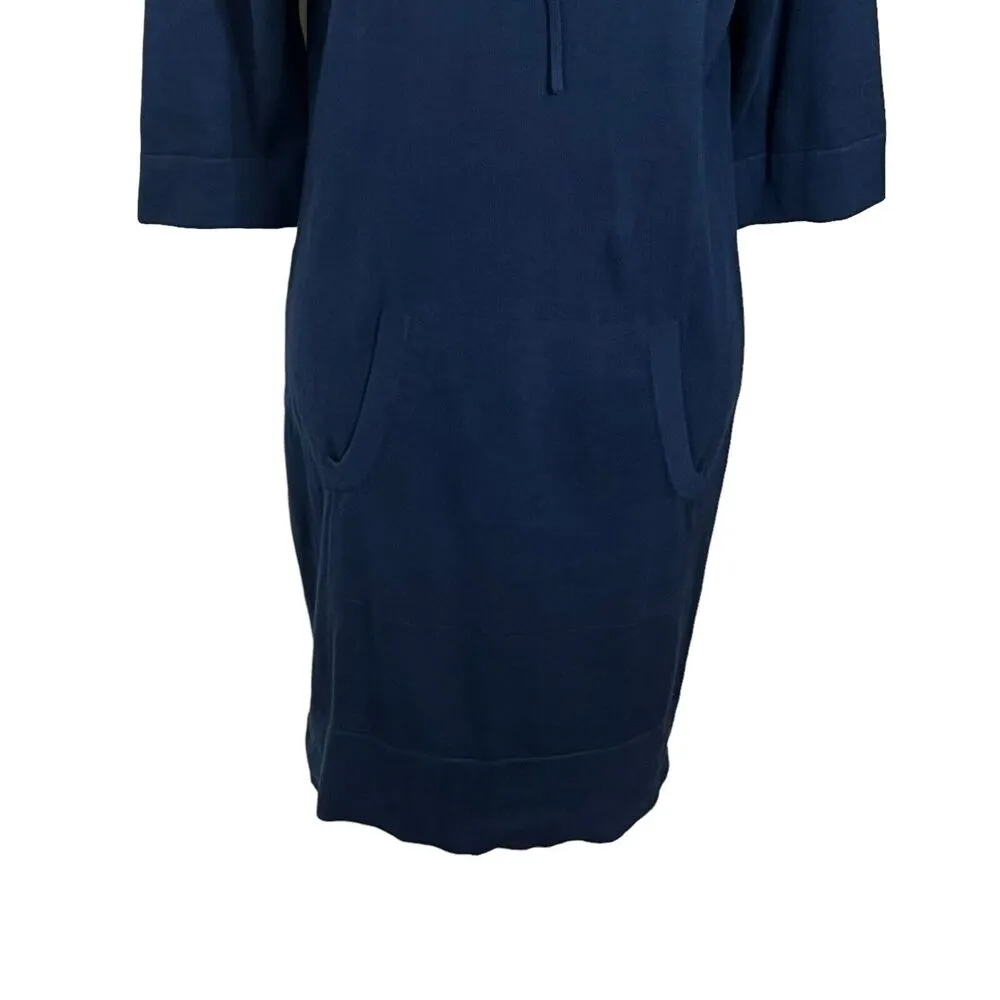 Vince Cowl Funnel Neck Sweater Dress Mini Blue  Cotton Womens Size Small S - Image 3