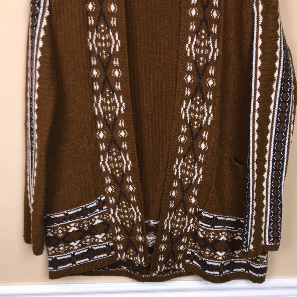 Lucky Brand Women’s Aztec Geometric Southwestern Knit Open Cardigan Sweater - Image 3