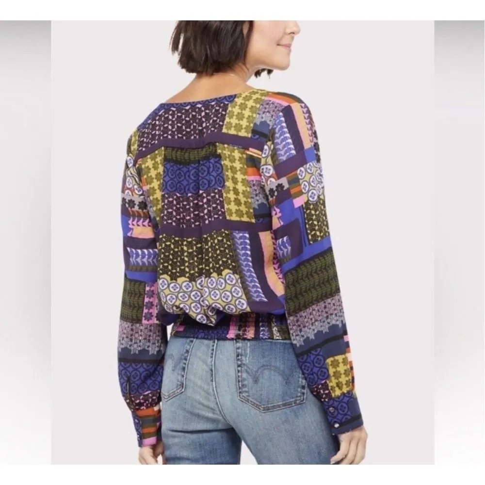 Peyton Jenson Evereve Cora patchwork colorful wrap top size xs - Image 3