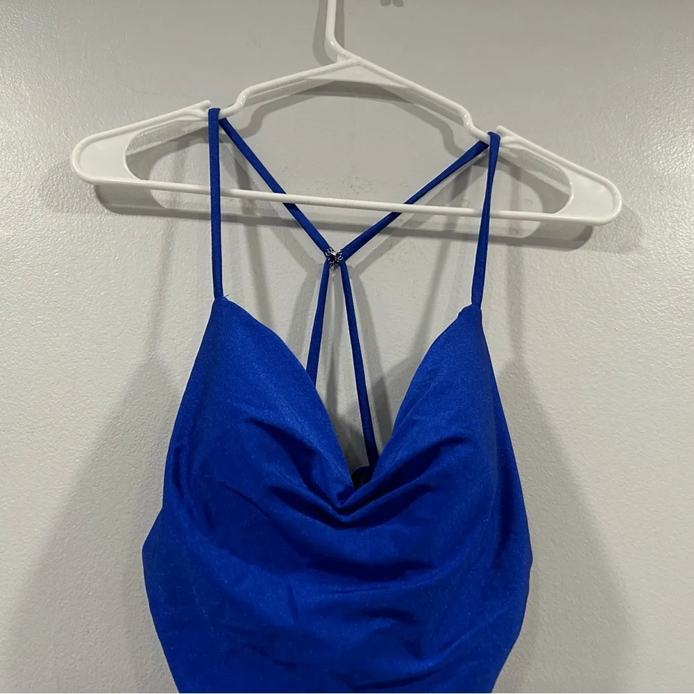 La Femme 29260 Blue Bodycon Strappy Back Short Dress 2 - Image 5