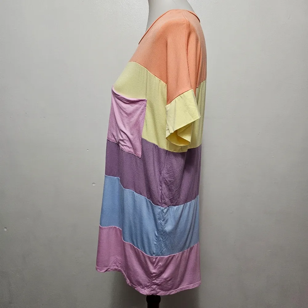 Vanilla Bay  Pastel Colorblock Knit Short Sleeve Tunic Tee Size Small - Image 4