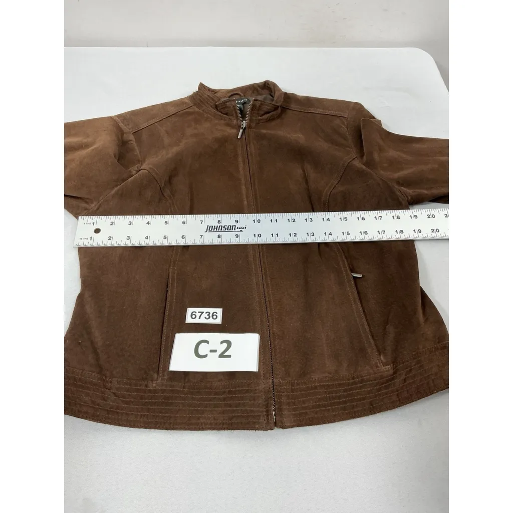 Womans Excellent Condition Valerie Steven’s Suede Jacket Zip Medium Brown - Image 5