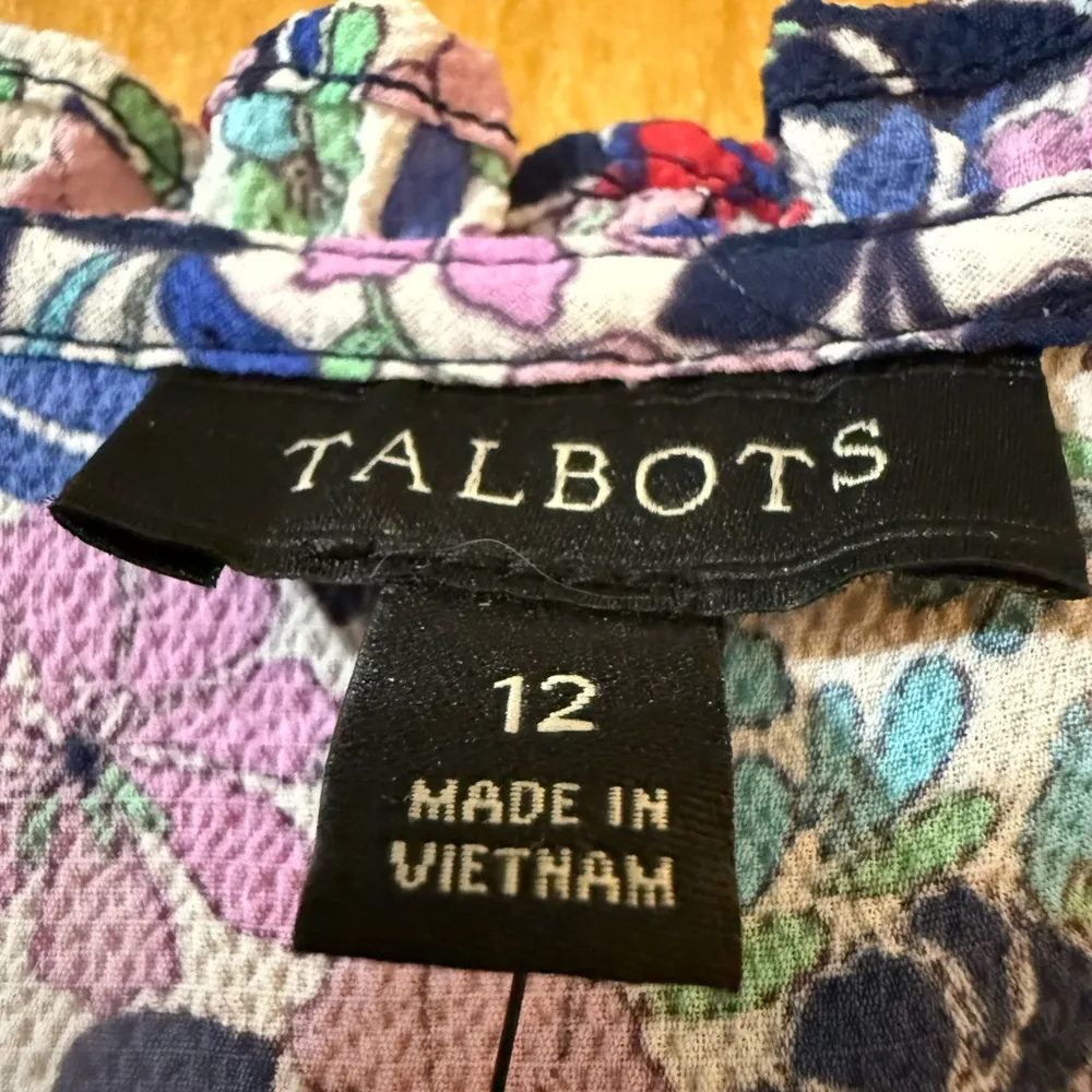 Talbots Paradise Purple Floral Flutter Sleeve Popover Midi Dress NWT Size 12 - Image 15