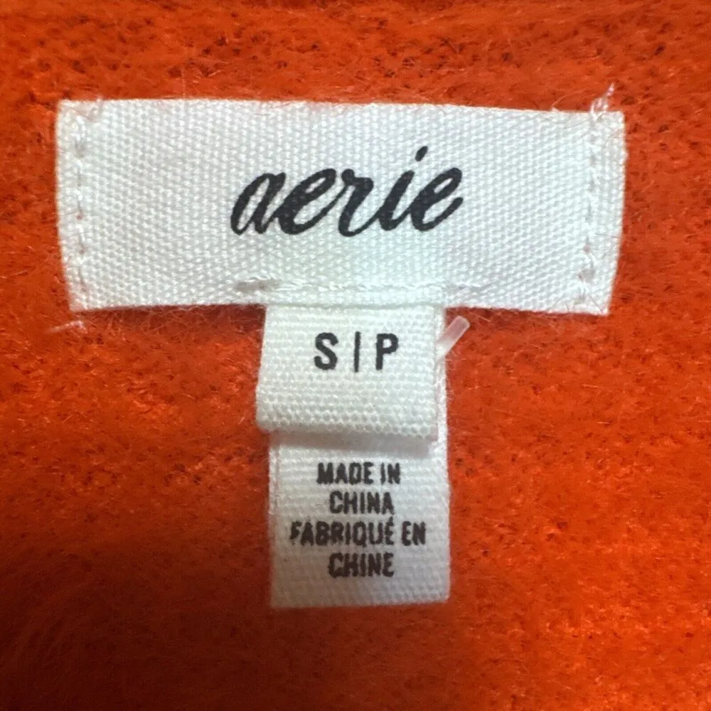 Orange Fuzzy Eyelash Sweater Women Large Long Sleeve Stretch Aerie  Crew Neck - Image 2