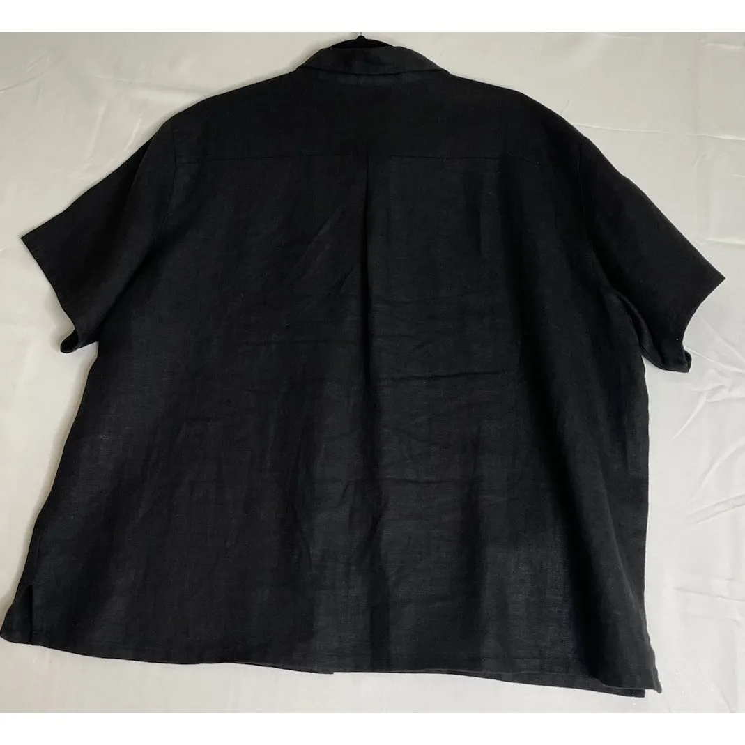 Chicos 3 US Size XL‎ Black Button Up Top Blouse Linen Beach Career Classic READ - Image 2