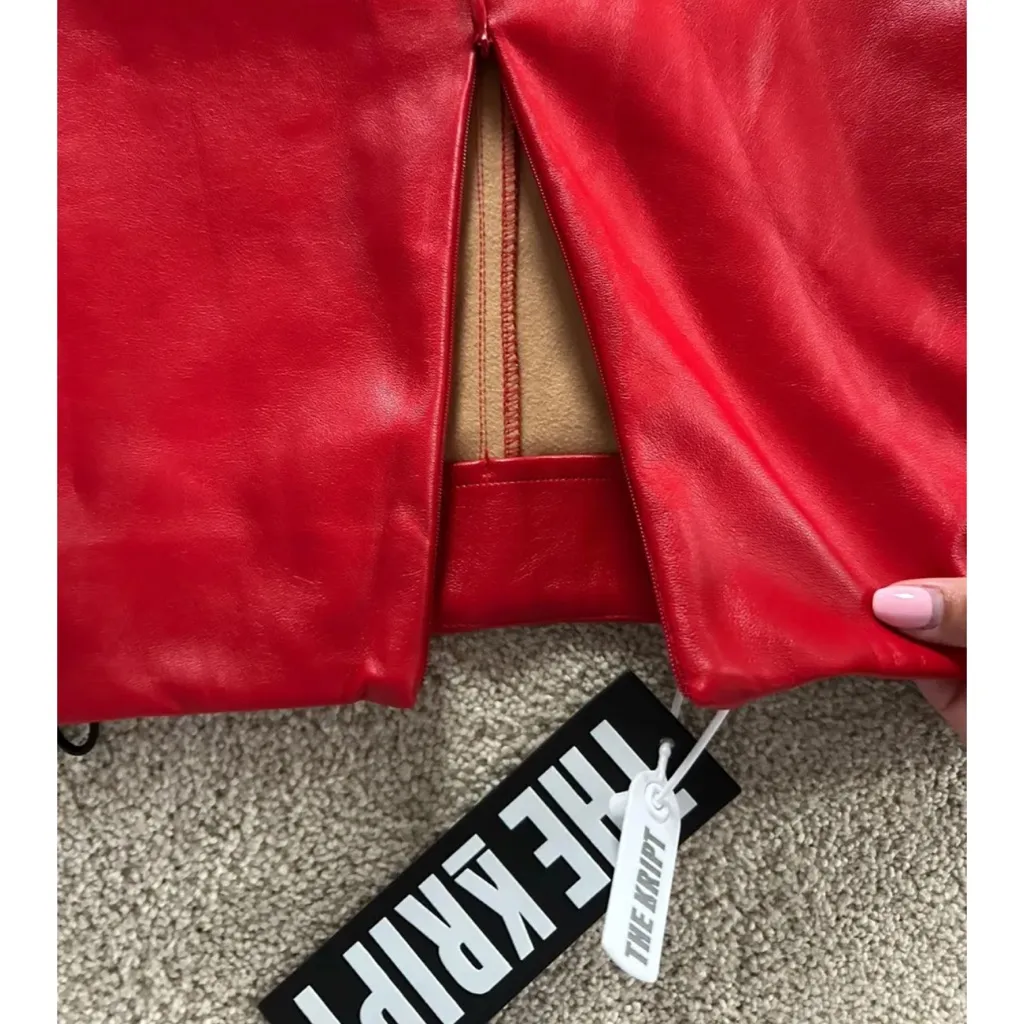 The Kript  Red Jaxon Vegan Leather Pants - Image 8